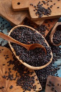 Riz noir entier naturel biologique cru non cuit, riz brun noir 100% pur, sans OGM, aliment santé, nutrition - Product Image 2