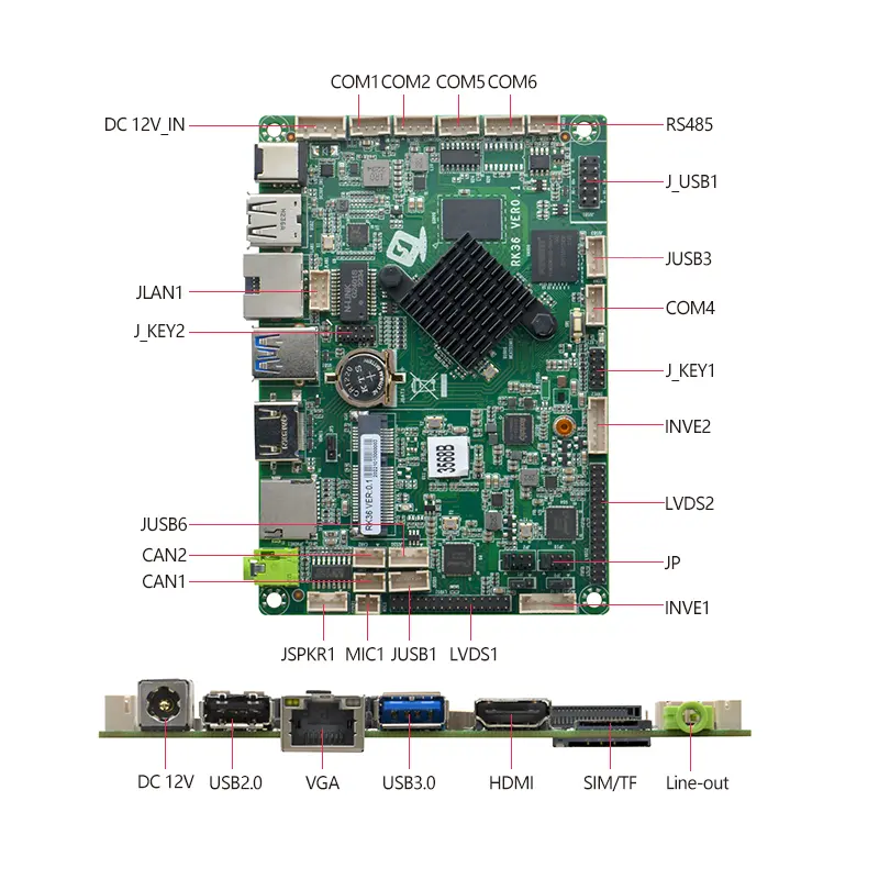 لوحة رئيسية مع معالج رباعي RK3568 ARM مع كورتكس-A55 مصغرة PCIe 2x LVDS أجهزة الكمبيوتر والبرامج اللوحات الرئيسية