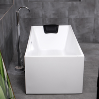 Baignoire de massage rectangulaire autoportante moderne en acrylique blanc écologique pour 2 personnes, portable, avec drain et robinet, pour villa