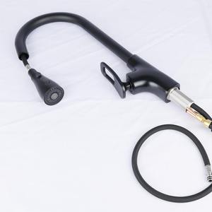 Usine dernière eau chaude froide en laiton véritable robinet d'évier de cuisine en acier inoxydable noir avec douchette rétractable - Product Image 5