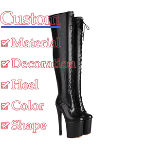 Produttore personalizzato nuova testa rotonda spessa impermeabile con tacco alto con tacco alto con cerniera a gamba alta da donna - Product Image 2