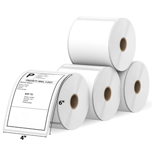 Étiquette d'adresse blanche A6 Fanfold 100x150mm étiquettes de livraison auto-adhésives thermo expédition thermique directe supermarché épicerie - Product Image 1