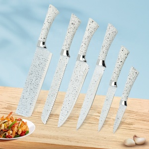 Nuevo Juego de <span class=keywords><strong>Cuchillos</strong></span> de Cocina <span class=keywords><strong>Amazon</strong></span> de 6 Piezas con Patrón de Ondas, Revestimiento Antiadherente Negro, Cuchillo, Tijeras, Pelador de Cerámica - Product Image 5