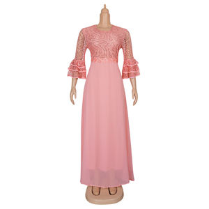 Abito in chiffon con volant in vita naturale, in pizzo intrecciato lavabile ed ecologico, taglie forti, per donne africane, europee e americane - Product Image 4