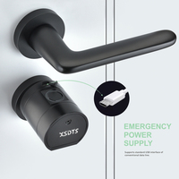 SXS01 Serrure intelligente à cylindre compatible Tuya pour porte en aluminium et porte en acier - Déverrouillage par empreinte digitale, carte-clé et mot de passe