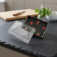 Boîte à sushi rectangulaire en plastique PET transparent recyclable XDJ avec impression offset pour l'emballage alimentaire XDJ-SIBW-010
