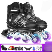 Patins à roulettes en tissu PU souple pour adultes et enfants avec roues en rangée unique pour la course de vitesse, réglables