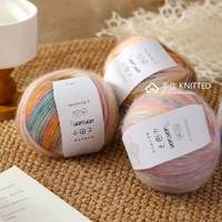 Fil à tricoter fantaisie en mohair dégradé coloré de 50g, filé en anneau, doux, tissé à la main, écologique et durable, fournitures de tricot et crochet