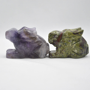 Estatua de Conejo Tallada a Mano con Piedras Energéticas Curativas de Reiki: Amatista Natural, Ónix, Lapislázuli, Unakita, Adorno Decorativo para el Hogar - Product Image 5