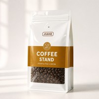Bolsa de Café Personalizada JIAHE con Fondo Plano, Cierre de Cremallera, Ventana y Válvula, 250g 500g 1kg, Grado Alimenticio, Mylar, Venta al Por Mayor