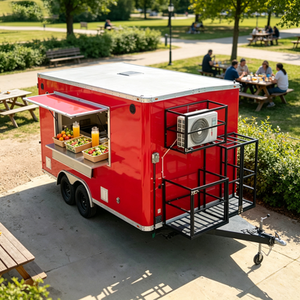Remorque alimentaire commerciale avec comptoir de préparation pliable pour salades grecques au marché du parc d'Athènes - Product Image 1
