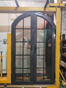 Puerta Arqueada de Aluminio para Exterior con Diseño de Rejilla, Puerta de Entrada con Bisagras - Product Image 5