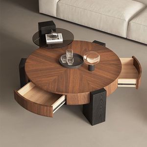 Juego de <span class=keywords><strong>mesa</strong></span> de centro Majlis árabe de Oriente Medio, <span class=keywords><strong>mesa</strong></span> redonda de almacenamiento de nogal para el hogar interior - Product Image 5