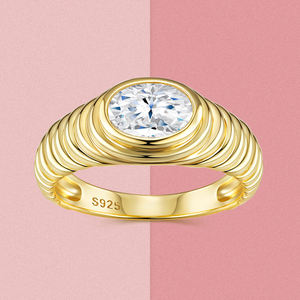 Anillo personalizado con diseño de espiral, joyería fina, anillo de moissanita de plata esterlina S925, anillo de promesa chapado en oro de 18 quilates - Product Image 1