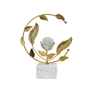 Crystal Ball Art Ornament Gold Leaf Design Home Decoration for Living Room Office Entryway Cabinet Decor - Product Image 5