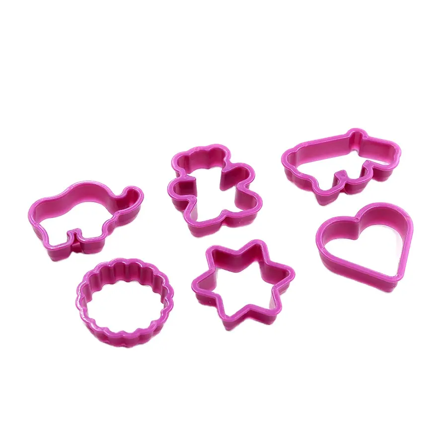 Assorted Fun Shaped Plastic Cookie Cutters Set Of 6 Biscuit Molds For Kids