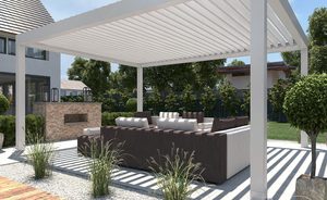Pérgola Retráctil Motorizada Moderna de Aluminio con Techo de Láminas Impermeables, Gazebo para Patio Exterior, Toldo Económico y Moderno - Product Image 6