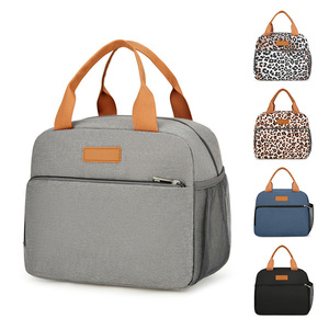 Bolsa de almuerzo con aislamiento, resistente al agua, tela Oxford, gran capacidad, para picnics al aire libre, viajeros transfronterizos, gris, azul, negro - Product Image 1
