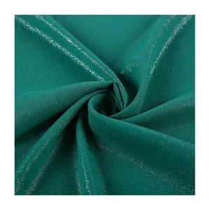 Wholesale Polyester chiffon foil India green glitter fabric for women dress