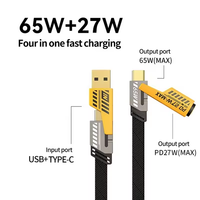 Kabel pengisi daya Cepat PD 4 in 1 (2 in 2) gantungan kunci multifungsi kabel Data untuk ponsel mendukung OEM dan ODM