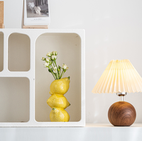Vase décoratif en céramique jaune haut et moderne, motif citron de la Côte d'Amalfi, portable, pour centre de table de salle à manger, maison et cuisine