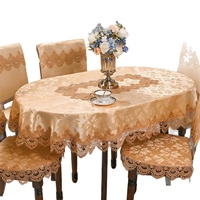 Ensemble de housses de chaise de salle à manger et nappe ovale unie, style américain, écologique, durable, infroissable et résistante à la chaleur, blanc