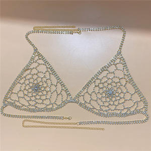 Joyería de moda Diamond Bikini Body Crystal Sparkling Sexy Bra Tanga Conjuntos Rhinestone Body Chain Conjuntos de lencería - Product Image 3