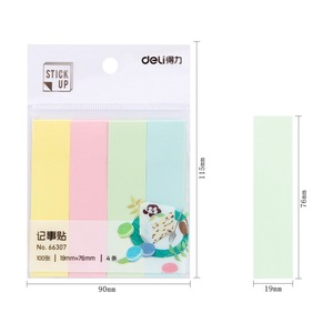 Deli <b>Sticky</b> <b>Notes</b> 19mmx76mm 100 Sheets Self Adhesive Memo Pad For Students Office Use - Product Image 2