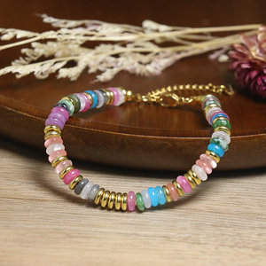 <span class=keywords><strong>Bracciale</strong></span> da Donna con Pietre <span class=keywords><strong>in</strong></span> Stile Bohémien con Catene <span class=keywords><strong>in</strong></span> Acciaio Inossidabile, Intrecciato a Mano, Regolabile ed Elastico con Pietre Naturali - Product Image 4