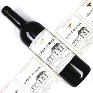 Custom Printing Uv Spot Gold Foil Embossed Logo Premium Adhesive Textured Paper Sticker Glass Red Wine Bottles Sticker <strong>Label</strong> - Product Image 1