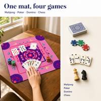 Tapis de jeu carré silencieux pour Mahjong, base en caoutchouc antidérapante, lavable, pour Mahjong, Poker, Domino, Échecs, impression personnalisée