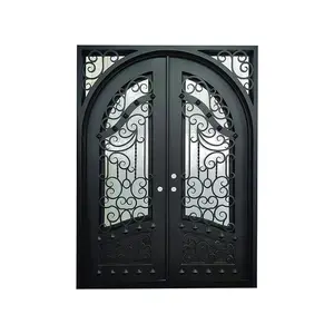 Arcos de puerta de hierro forjado Puertas de entrada modernas delanteras Puertas de diseño moderno de alta calidad usadas baratas Puerta doble de hierro forjado