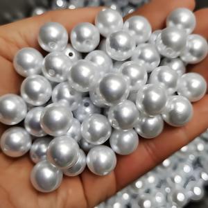 Venta al por mayor 6mm 8mm 10mm 12mm ABS perlas cuentas de plástico blanco con agujero para ropa cuentas fabricación de joyas - Product Image 1