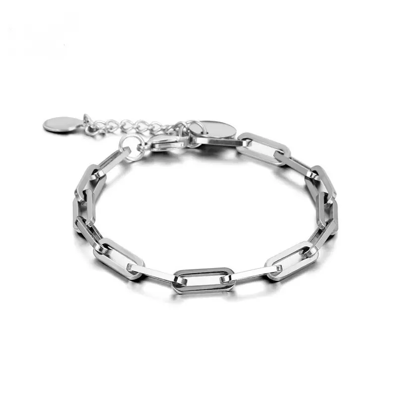 Geometric Square Ring Buckle Thick Chain Stainless Steel Bracelet Punk Cool Hip Hop High Quality Couple Bracelet