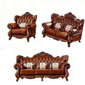 أريكة جلدية على الطراز الأوروبي الأمريكي بتشكيلة 123 للفلل الفاخرة والشقق الكبيرة، مصنوعة من جلد البقر الفاخر والخشب الصلب لغرفة المعيشة - Product Image 5