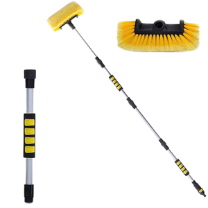 Brosse de nettoyage cinq faces souple de 12 pouces pour lavage auto OEM, manche long et poils doux pour un nettoyage en profondeur des surfaces des pneus et de la carrosserie des véhicules, camping-cars, camions et bus - Product Image 1