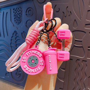 Nuovo Trendy Accessorio da Palestra <span class=keywords><strong>Portachiavi</strong></span> Charm per Borsa Sportiva Sportivo in PVC a Forma <span class=keywords><strong>di</strong></span> Bilanciere Moschettone 6 Colori - Product Image 6