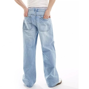 Nouveau jean pour homme, coupe ample, taille haute, bleu délavé, personnalisé, haute qualité, tendance - Product Image 3