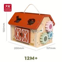 PHOOHI Jouet de ferme en bois portable, avec scènes de construction et de jeu, pour l'éveil cognitif et l'association de formes