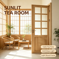 Porte de chambre en bois massif de pin rustique non fini avec porte en verre pour maison de style campagnard