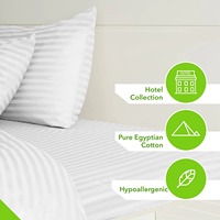 Draps-housses de qualité hôtelière 5 étoiles, fabrication OEM, taille King/Queen, 100% coton, rayés, luxe, blancs, ensemble de draps.