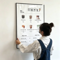 Cadre d'affichage publicitaire pour affiche de film, boîte à lumière ultra-mince en verre LED, étanche IP54, mural, avec commande tactile, rétroéclairé pour entreprises