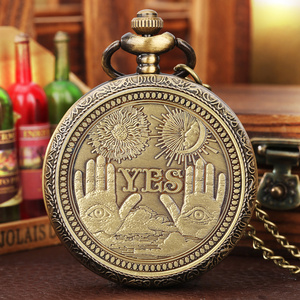 All Seeing Eye And Death Angel <span class=keywords><strong>Gothic</strong></span> Ja No Decision Coin Vintage Herdenkingszakhorloge Met Ketting - Product Image 1