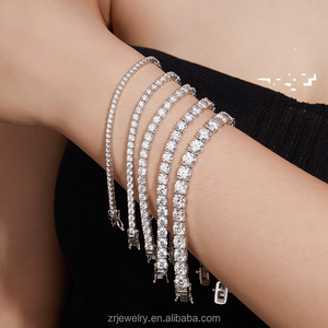 Pulsera de tenis de moissanita de 2/3/4/5/6.5mm, plata S925, color D, VVS, chapada en oro de 18K, joyería hip hop unisex con incrustaciones, certificada GRA - Product Image 4