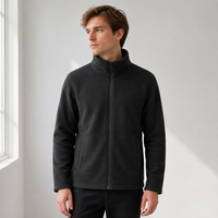 Veste technique en polaire pour homme, col roulé, fermeture éclair intégrale, couleur unie, décontractée, hiver, imperméable, écologique, personnalisable avec étiquette privée sur le devant