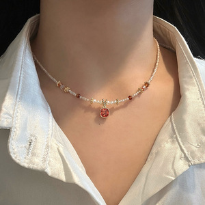 Collar bohemio con cuentas, perlas de imitación y piedras de colores para mujer, cadena chapada en oro, joyería para fiesta - Product Image 4