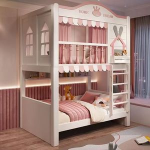 <span class=keywords><strong>Lit</strong></span> mezzanine élégant de style européen en forme de maison avec grand escalier à tiroirs et toboggan pour enfants - Product Image 4
