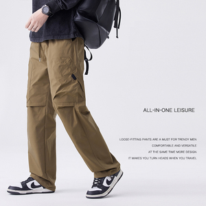 Customized logo Thin French <b>overalls</b> <b>men's</b> summer light 2025 new straight loose ice silk <b>men's</b> casual pants breathable cool - Product Image 4