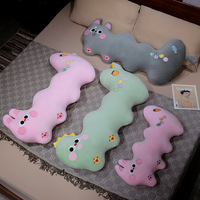 Coussin corporel long et ondulé en peluche animale, mignon, en forme de lapin, dinosaure ou chat, doux et rembourré pour le soutien du sommeil au lit