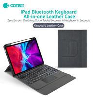 Casing Kulit COTECi All-in-One untuk iPad 7/8 Air 3/4/5 Pro 12.9 2020 Auto Sleep Wake Keyboard Nirkabel USB Lengkap Model Gunting Baru